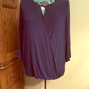 Navy blue 3/4 sleeve casual top